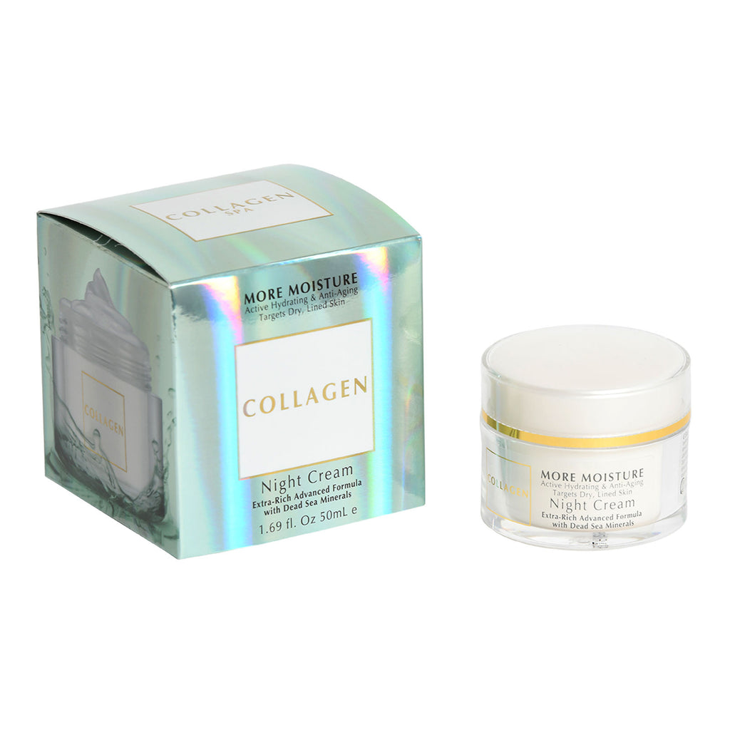 Collagen More Moisture Active Hydrating & Anti-Aging Targets Dry, Lined Skin Night Cream Extra-Rich Advanced Formula with Dead Sea Minerals