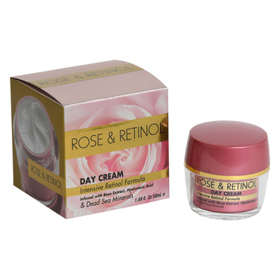 ROSE & RETINOL DAY CREAM  Intensive Retinol Formula Infused with Rose Extract, Hyaluronic Acid & Dead Sea Minerals