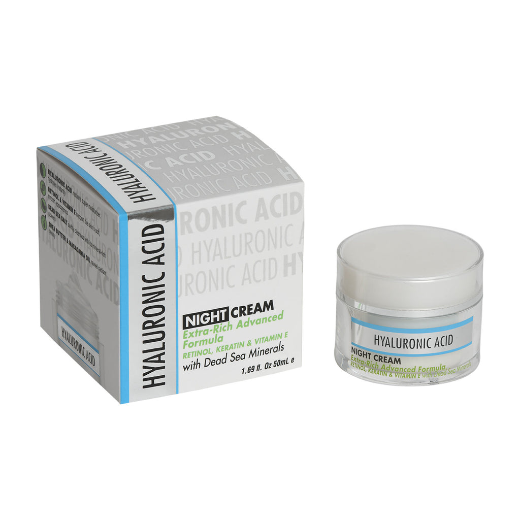 HYALURONIC ACID NIGHT CREAM Extra-Rich Advanced Formula   RETINOL, KERATIN & VITAMIN E with Dead Sea Minerals